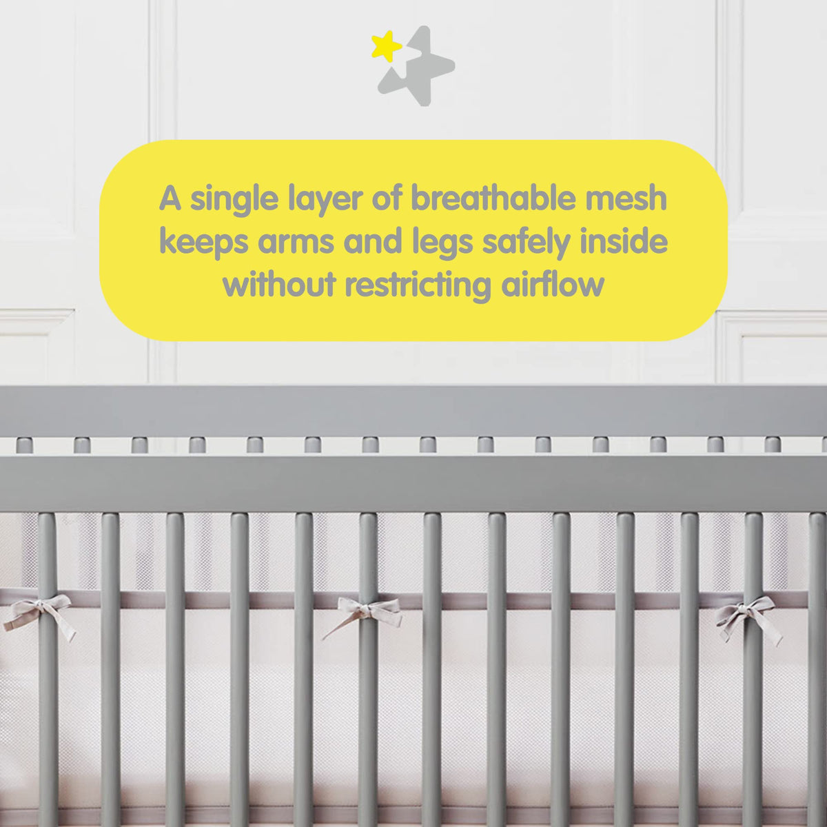 BreathableBaby Breathable Mesh Liner for Full-Size Cribs, Classic 3mm Mesh, White (Size 4FS Covers 3 or 4 Sides)
