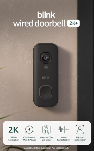 Blink Wired Doorbell 2K+ (newest model) — Head-to-Toe 2K video doorbell, continuous hardwired power, pair with Alexa or Blink Chime (sold separately) required for in-home alerts