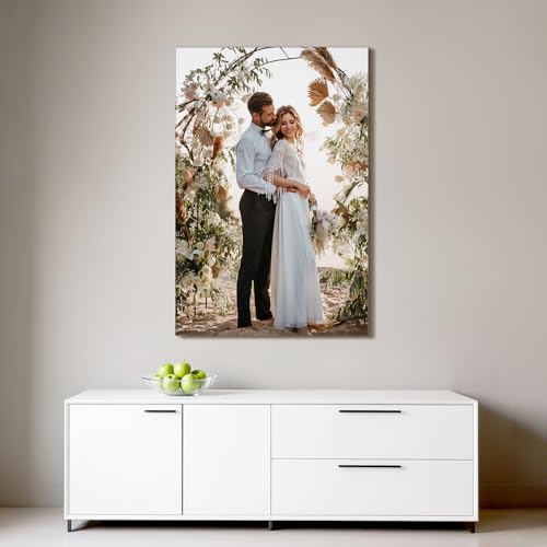 Custom Canvas Prints with Your Photos - Personalized Pictures Print, Customized Photo Gifts, Wall Art Poster Canvas Printing for Wedding, Family, Baby, Pets, Home Office Decor, Wrapped Frame 8x12