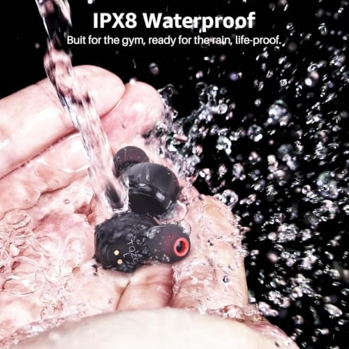 TOZO T6 Wireless Earbuds Bluetooth 5.3 Stereo Sound in Ear Headphones | OrigX Stereo Deep Bass, 40H Playtime, Lighter Ear buds, IPX8 Waterproof, wireless Charging Case, 32 EQs via APP Dark Black