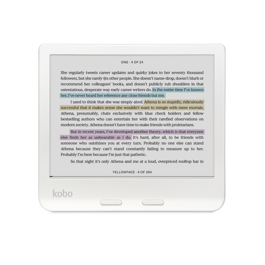 Kobo Libra Colour eReader, 7” Color E Ink, Waterproof, White | 7” Color E Ink Kaleido 3, Dark Mode, Waterproof, eBooks, Audiobooks, Recycled Materials