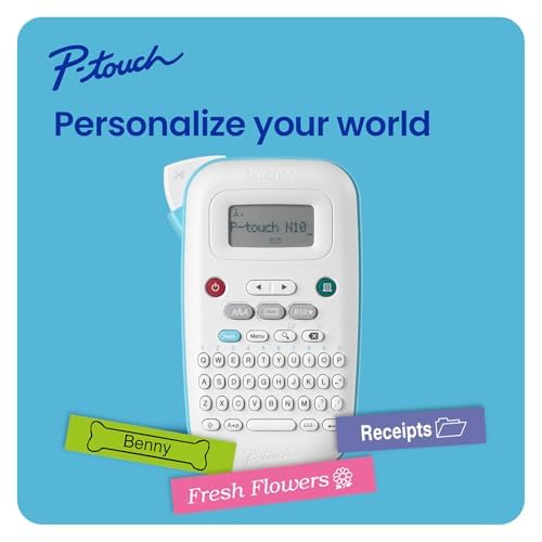 Brother P-Touch PT-N20 Personal Desktop Label Maker, Portable, Handheld and Prints, P-Touch Btag ~½” (12mm) Wide Color Personalized Label Tapes
