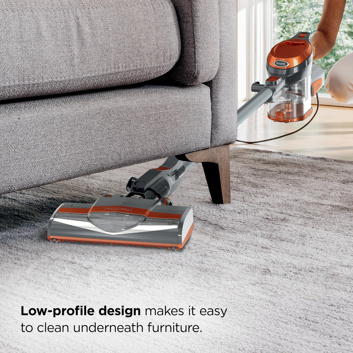 Shark Rocket Corded Stick Vacuum, Carpet & Hard Floors, Gray/Orange, HV301 | Under 9 Lbs., Handheld Conversion, Pet Hair Pickup, Swivel Steering, Low-Profile Reach, Crevice and Upholstery Tools