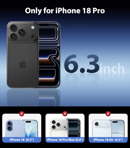 Mkeke for iPhone 18 Pro Case Clear [Not-Yellowing] | [Military-Grade Drop Protection] Shockproof Protective Phone Bumper 2026