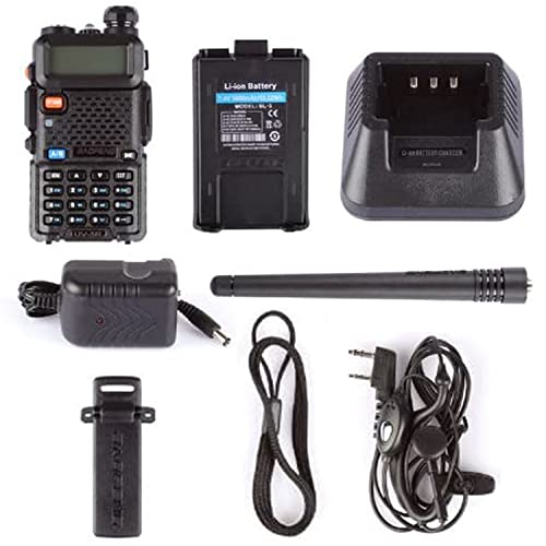 Baofeng UV-5R Ham Radio Handheld, Dual Band Two Way Radio (Black) | 144-148MHz 420-450Mhz Walkie Talkie, 1800mAh Li-ion Battery, Portable for Outdoor Hiking Camping Emergency Backup