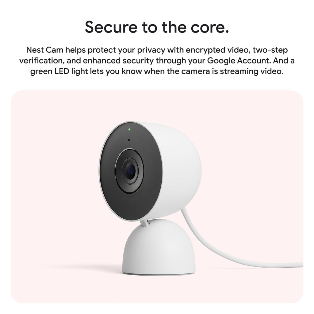 Google Nest Cam Indoor (Wired, 3rd Gen) - Security Camera - 2025 - Snow | 2K video, motion detection, color night vision, 2-way audio, works with Google Home and Gemini, intelligent alerts