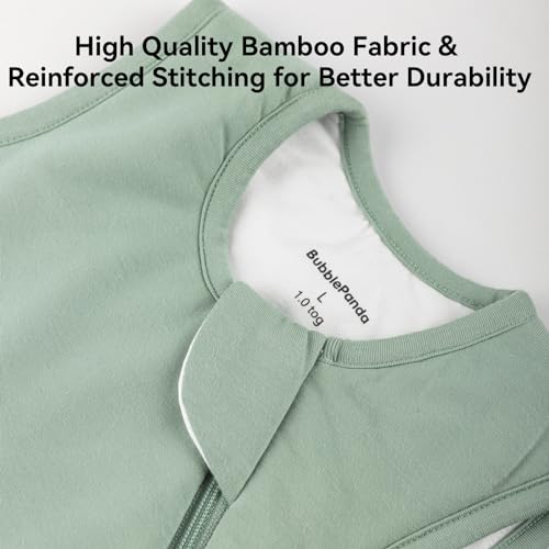 BubblePanda Rayon Made from Bamboo Sleep Sack 0-6 Months 1.0 Tog Newborn | 0-3 Months Sleep Sacks, 3-6 Months Toddler Sleeping Sack, 2-Way Zipper, Soft Baby Wearable Blanket