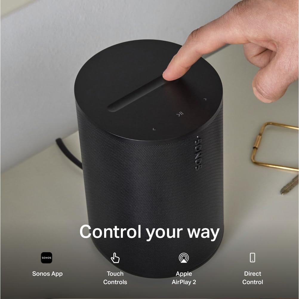 Sonos Era 100 SL Compact, Microphone-Free Speaker - Black | Dual angled tweeters and a powerful midwoofer | Pair Two for Stereo or Add as Soundbar Rears | WiFi | Bluetooth
