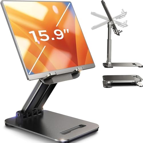 LISEN iPad Stand Tablet Holder for Desk, Kindle Accessories Stand for Apple | iPhone Duo iPad Accessories, Fold Portable Monitor Stand, Phone Stand Desk Accessories Offices Essentials, Gifts for Wo Men