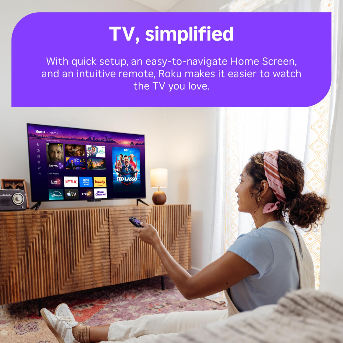 Roku Streaming Stick HD with Voice Remote | Compact 4K Streaming Device for TV with Roku Voice Remote & Long-Range Wi-Fi - Free & Live Local News, Sports
