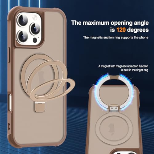 SKYLMW Compatible with iPhone 16 Pro Max Case with Stand,Desert Brown | iPhone 16 Pro Max Phone Case 6.9",Magnetic Ring Stand,Compatible with MagSafe,Military-Grade Protection,Great Grip Feeling