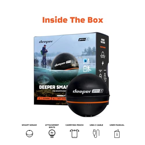 Deeper PRO+ 2 Sonar Fish Finder - Portable Fish Finder and Depth Finder For Kayaks, Boats and Ice Fishing with GPS Enabled | Castable Deeper Fish Finder with FREE User Friendly App