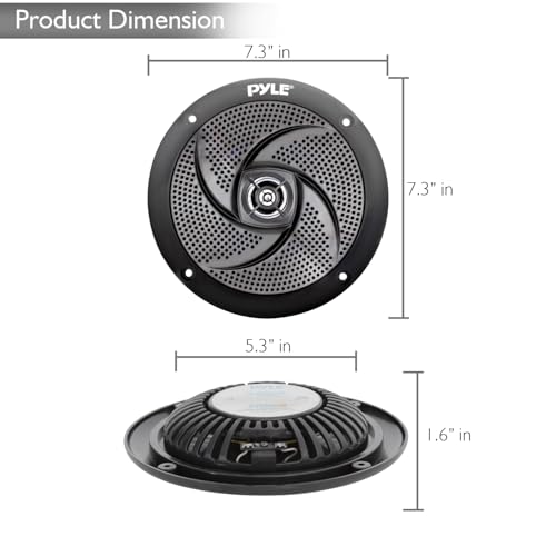 Low-Profile Waterproof Marine Speakers - 240W 6.5 Inch 2 Way 1 Pair Slim Style Waterproof and Weather Resistant Outdoor Audio Stereo Sound System, for Boat, Off-Road Vehicles - Pyle (Black)