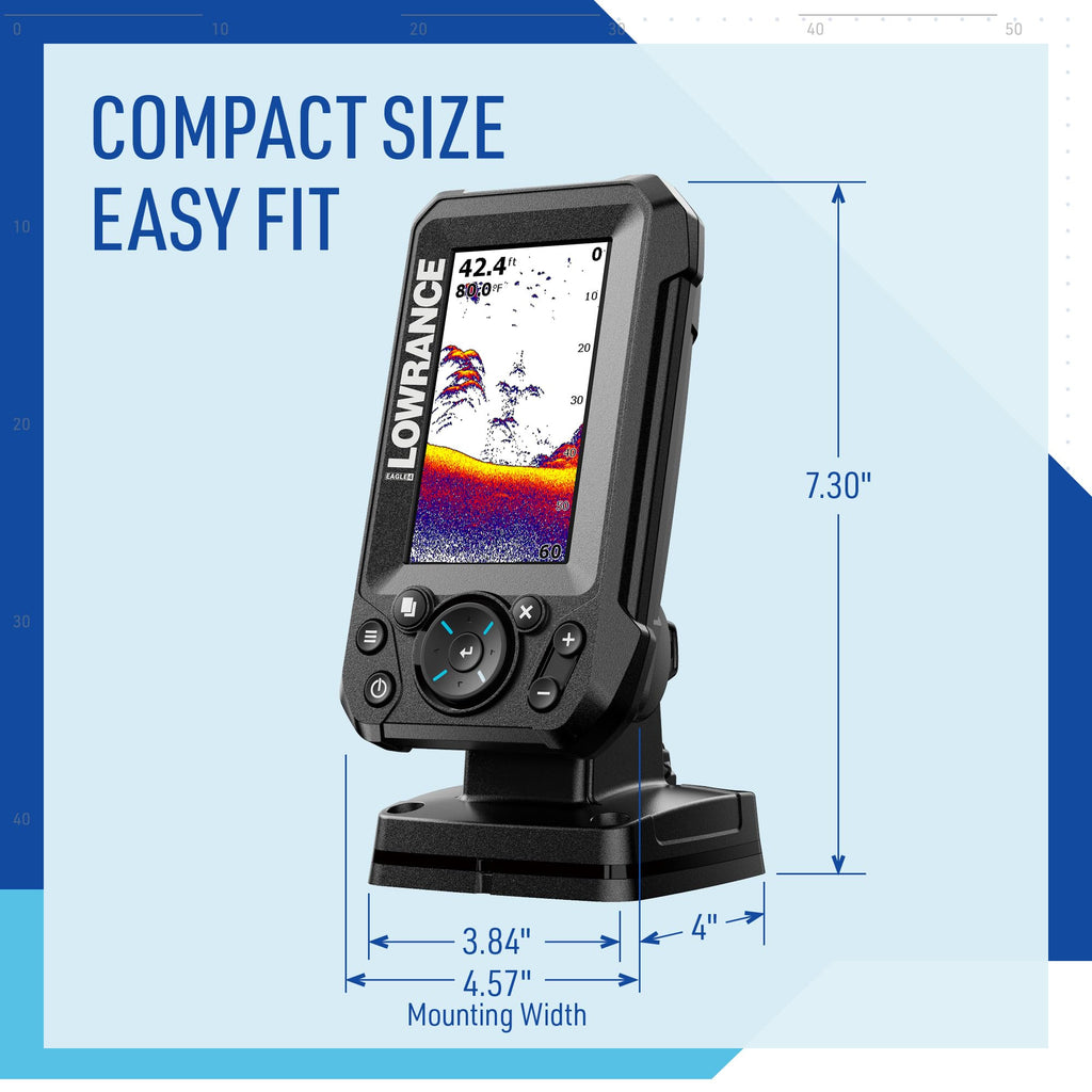 Lowrance Eagle Fish Finder, 4-to-9-inch, Sonar and C-MAP Options | 4, 5, 7 or 9-inch IPS display, Bullet, SplitShot HD or TripleShot HD transducer, C-MAP charts, features vary by model