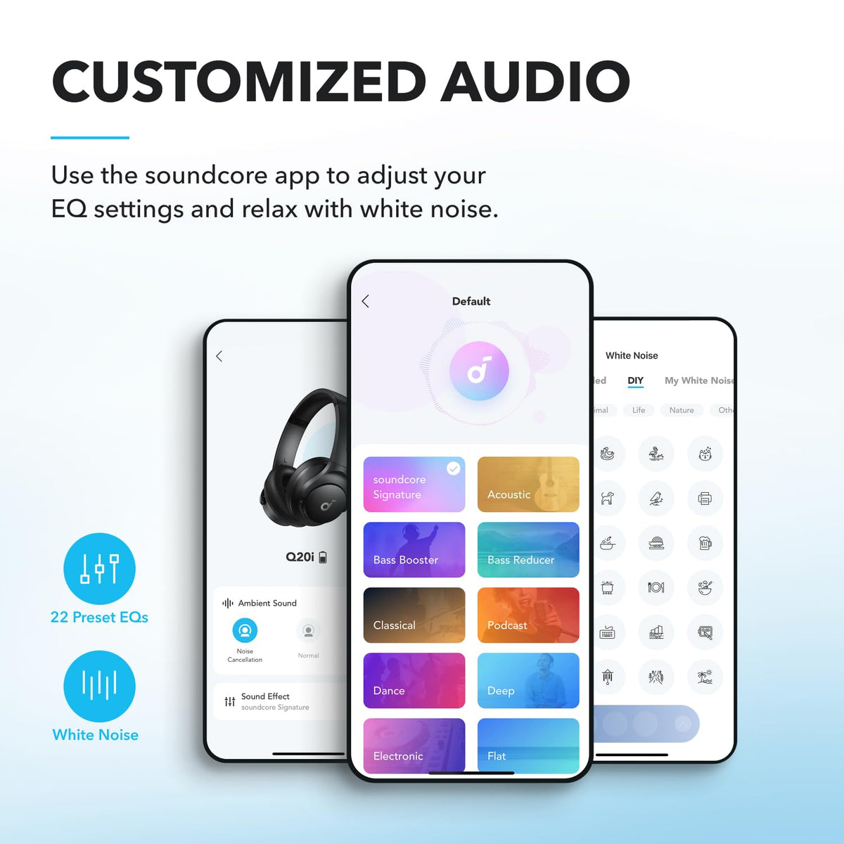 Soundcore by Anker Q20i Hybrid Active Noise Cancelling Headphones, Black | Over-Ear, Bluetooth, 40H ANC Playtime, Hi-Res Audio, Big Bass, Transparency Mode, Customize via App, Travel, Home, Office