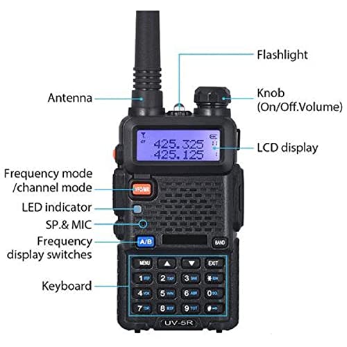 Baofeng UV-5R Ham Radio Handheld, Dual Band Two Way Radio (Black) | 144-148MHz 420-450Mhz Walkie Talkie, 1800mAh Li-ion Battery, Portable for Outdoor Hiking Camping Emergency Backup
