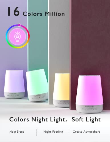 Momcozy Smart Baby Sound Machine with Night Light, White Noise Machine | Toddler Sleep Trainer 34 Soothing Sleep Sounds, Timer, App Remote Control, Egg Light, Personal Sleep Routine Alarm Clock