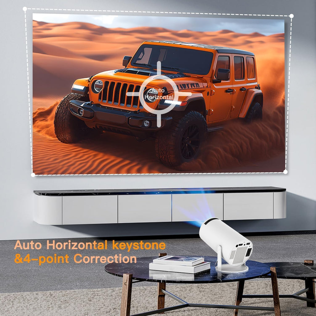 Mini Projector with Wifi and Bluetooth, Built-in App Portable Projector | Portable Projector 4K Support,Smart Video Projector with 210° Rotation,Compatible with iPhone/Android/Laptop/TV Stick