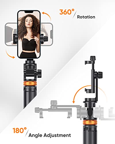 EUCOS 62" Phone Tripod, Tripod for iPhone & Selfie Stick with Remote | Extendable Cell Phone Stand & Ultimate Phone Holder, Solidest Phone Stand Compatible with iPhone/Android