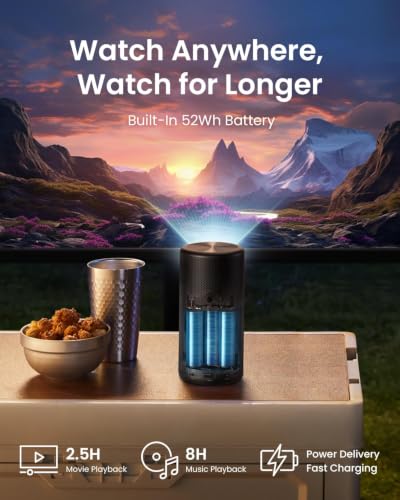 NEBULA Capsule 3 Laser Outdoor Portable Mini Smart TV Projector | Google TV, Netflix-Certified, Dolby Digital Sound, 120" Display, 2.5H Built-In Battery, Outdoor Wi-Fi Smart TV