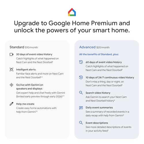 Google Nest Cam Outdoor (Wired, 2nd Gen) - Security Camera - 2025 - Snow | 2K video, motion detection, color night vision, 2-way audio, works with Google Home and Gemini, weather resistant