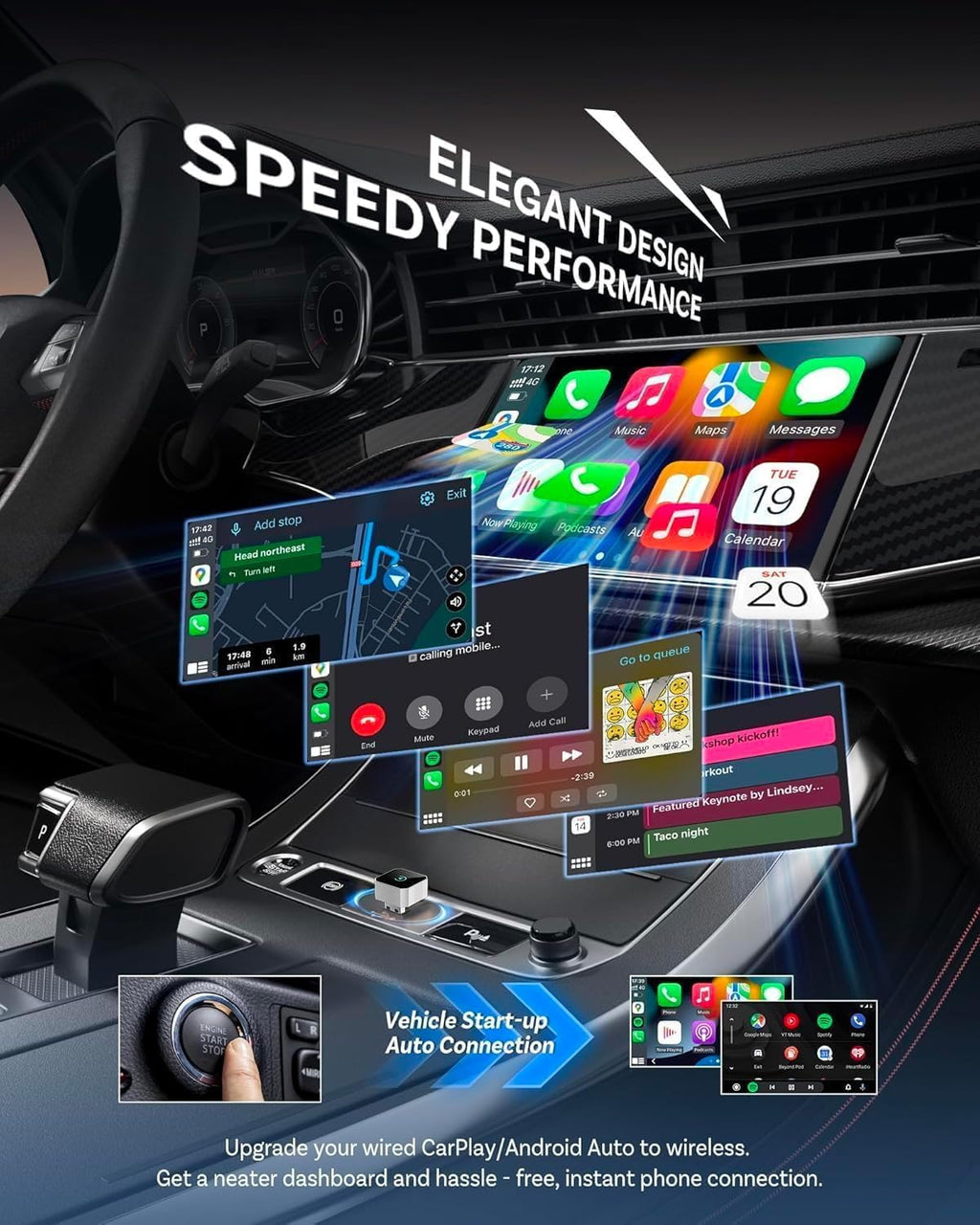 Wireless CarPlay Adapter for Apple iPhone & Android Auto, 2026 Upgraded 2-in-1 Plug and Play Converts Wired to Wireless Car Play Adapter, Fast Auto-Connect, Mini Size with iPhone iOS 10+