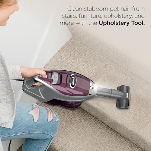 Shark Rocket Pet Plus Corded Stick Vacuum, Lightweight, Bordeaux, HV322 | Carpet, Area Rug & Hard Floor Cleaning, Handheld Vacuum for Pet Hair, XL Dust Cup, LED Headlights, Crevice & Upholstery Tool​