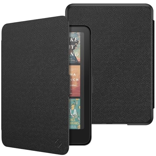 Fintie Slim Case for 7" Kindle Paperwhite 12th Gen 2024 & Kindle Colorsoft | Lightweight PU Leather Hard Back Shell Cover, Magnetic Closure, Auto Wake/Sleep, for Kindle Paperwhite 2024, Black