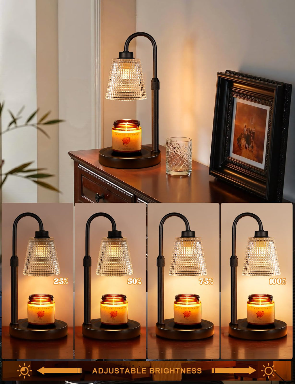 Innqoo Candle Warmer Lamp with Timer Home Decor Birthday Gifts for Women | Dimmable Candle Warmer for Jar Candles, Height Adjustable Wax Warmer,Halloween Decorations House Warming Gifts New Home