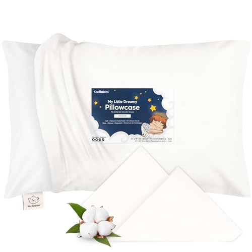 KeaBabies Toddler Pillowcase 13x18 Organic Cotton Cover, Soft White