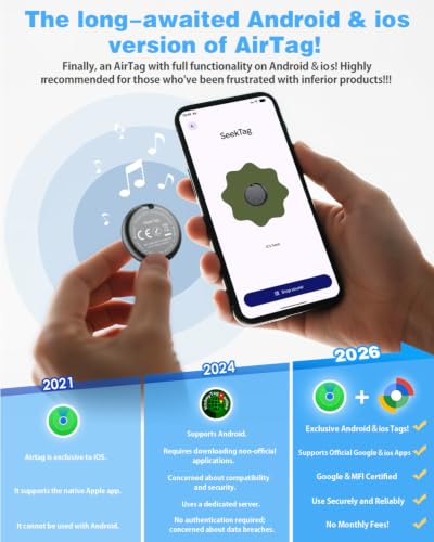 Air Tags for Android,Air Tags-4 Pack Android,Air Tracker Tags with 4 Case,2 Year Battery Life,Google & Apple Find Trackers for Google'S Find Hub App & Apple Find My,IP65 Waterproof Luggage Tracker