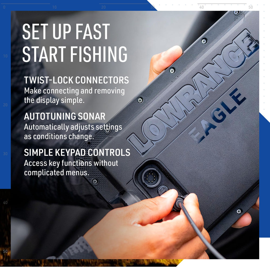 Lowrance Eagle Eye 9 Live Sonar Fish Finder with Preloaded C-MAP Charts | 9-inch IPS display, Live Forward, Live Down, CHIRP, FishReveal, included transducer