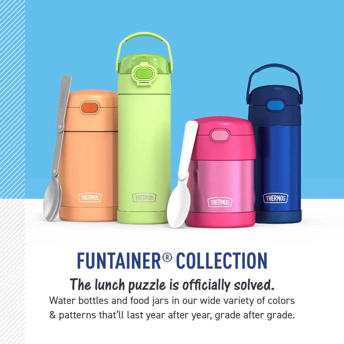 THERMOS FUNTAINER Water Bottle with Straw, 12oz, Bluey | Kids Stainless Steel Insulated Water Bottle, Keeps Drinks Cold Longer for School & Play, BPA-Free