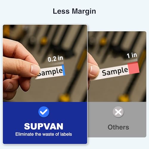 SUPVAN E11 Keyboard & Bluetooth Label Maker Machine with 4 Tapes | Rechargeable, Versatile App with 30+ Fonts and 660+ Icons, Minimal Margin, Inkless, for School, Home, Kitchen, Office