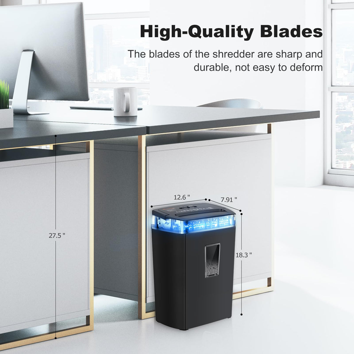 Bonsaii 12-Sheet Cross Cut Paper Shredder, 5.5 Gal Home Office Heavy Duty Shredder for Paper, Credit Card, Mail, Staples, with Transparent Window, High Security Level P-4 (C275-A)