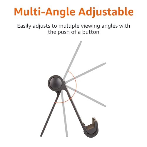 Amazon Basics Multi-Angle Portable Foldable Stand for iPad Tablet, E-reader and Phone, Sturdy Hands-Free Viewing, Black