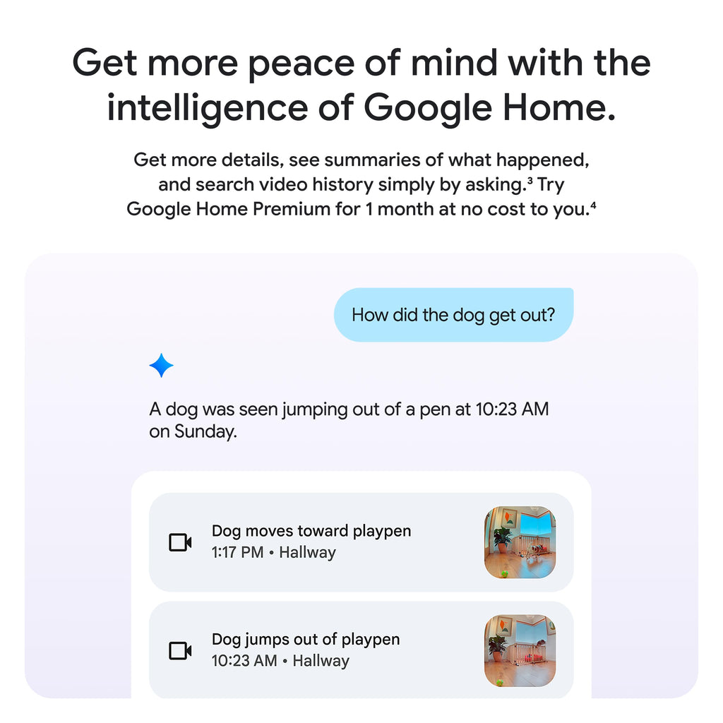 Google Nest Cam Indoor (Wired, 3rd Gen) - Security Camera - 2025 - Snow | 2K video, motion detection, color night vision, 2-way audio, works with Google Home and Gemini, intelligent alerts