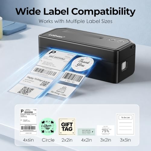 Labeer Bluetooth Thermal Shipping Label Printer, Wireless 4x6 Label Printer | For Small Business, Home, Office, Online Sellers, Warehouse & Shipping, Compatible with iPhone, Android, Windows & Mac