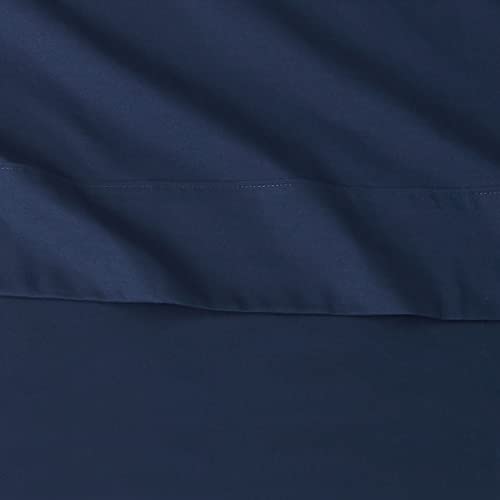 Amazon Basics Lightweight Super Soft Easy Care Wrinkle Free Microfiber 3 Piece Bed Sheet Set with 14-Inch Deep Pockets, Twin, Navy Blue, Solid, Kids, Men & Women Bedding