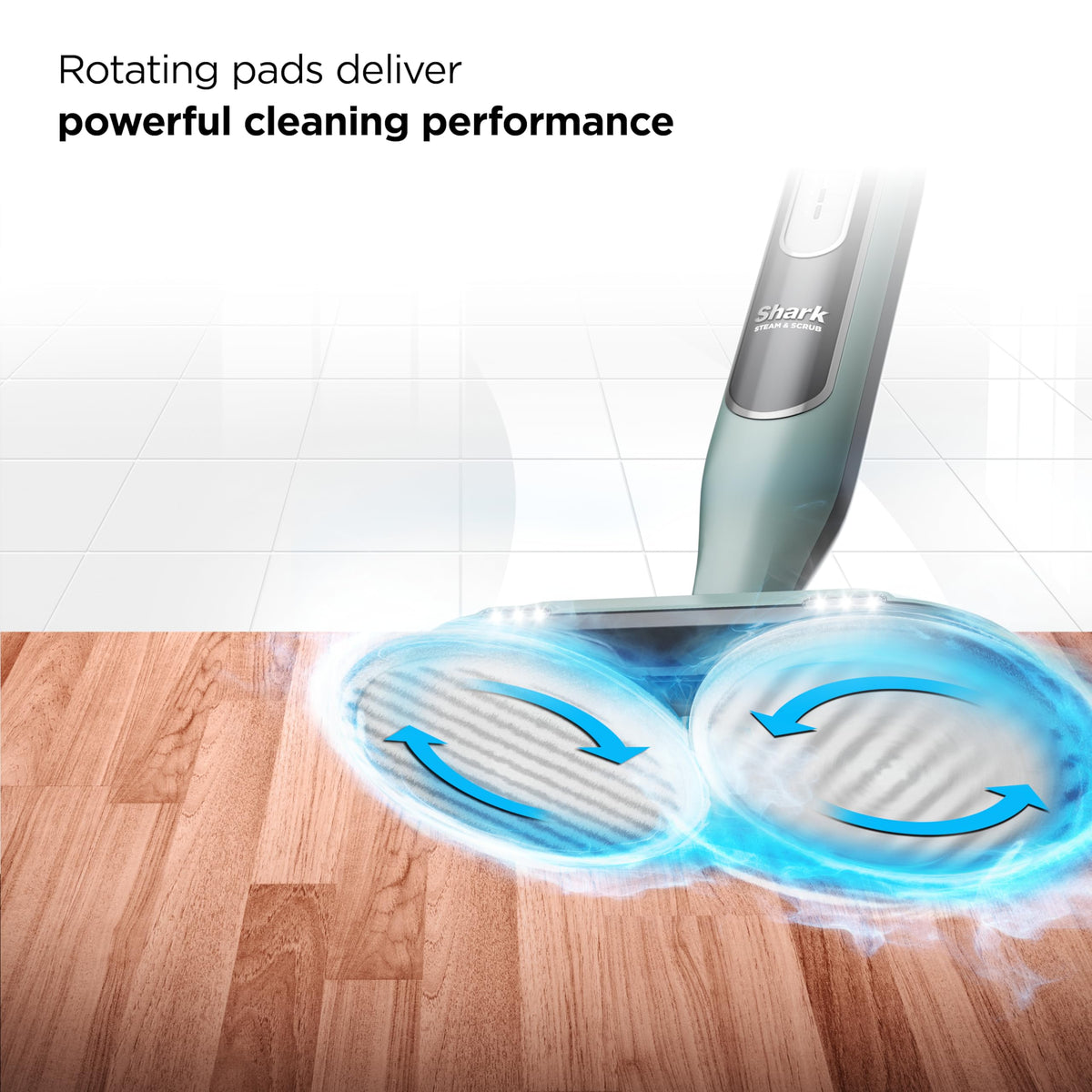 Shark Steam & Scrub Steam Mop, All-in-One Hard Floor Cleaner, Grey, S8001 | LED Headlights, 4 Dirt Grip Soft Scrub Pads Included, XL Water Tank, Swivel Steering