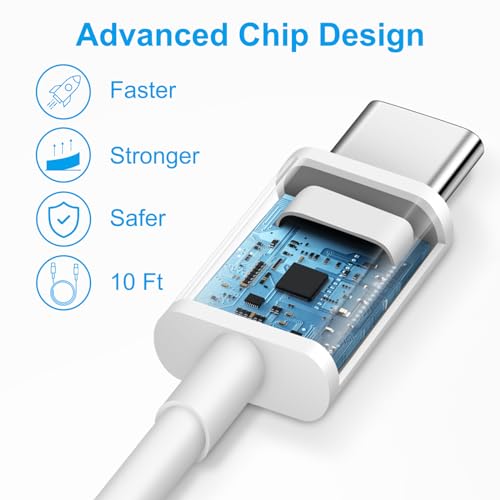 iPhone 18 17 16 15 Charger Fast Charging 10FT - 20W USB C Charger Block | Type C Charger Fast Charging with 10FT Extra Long USB C to C Cable for iPhone 18 17 16 15 Pro Max, Duo, iPad (White)
