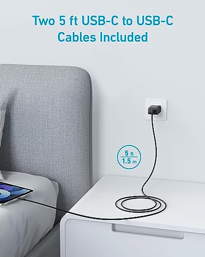 Anker Phone Charger, 20W USB C Charger Block, Type C Charger Fast Charging | For iPhone 18 Pro/17/17 Plus/17 Pro Max/16/16 Plus/16 Pro Max/15 Pro Max/iPad Pro and More (2-Pack with 2 Cables, Black)