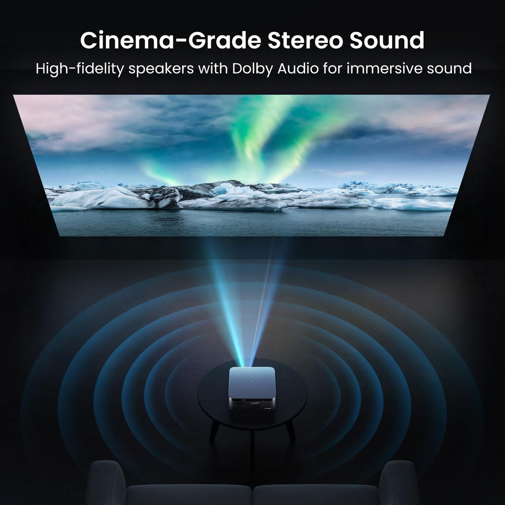 HAPPRUN 3000 ANSI Lumens Outdoor Projector with Official Google TV | 4K Supported, Dolby Audio, Auto Focus & Auto Keystone, 10K+ Apps, WiFi 6, Bluetooth, Indoor & Outdoor Movies