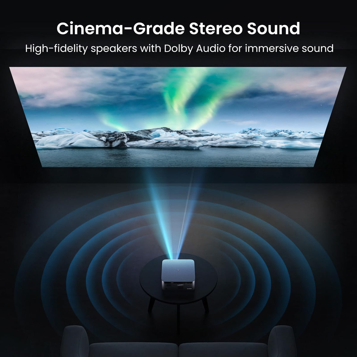 HAPPRUN 3000 ANSI Lumens Outdoor Projector with Official Google TV | 4K Supported, Dolby Audio, Auto Focus & Auto Keystone, 10K+ Apps, WiFi 6, Bluetooth, Indoor & Outdoor Movies