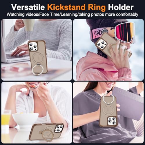 SKYLMW Compatible with iPhone 16 Pro Max Case with Stand,Desert Brown | iPhone 16 Pro Max Phone Case 6.9",Magnetic Ring Stand,Compatible with MagSafe,Military-Grade Protection,Great Grip Feeling