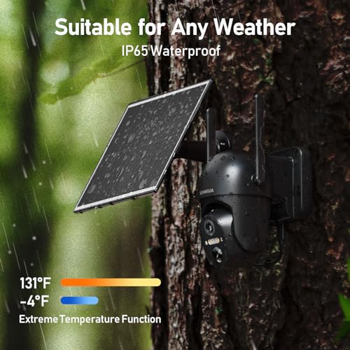 SEHMUA 4G LTE Cellular Solar Security Camera Wireless Outdoor, No Wi-Fi Solar Powered Camera, 360° Live View, 2K Color Night Vision, PIR Motion Sensor, Two-Way Talk, Built-in SIM Card