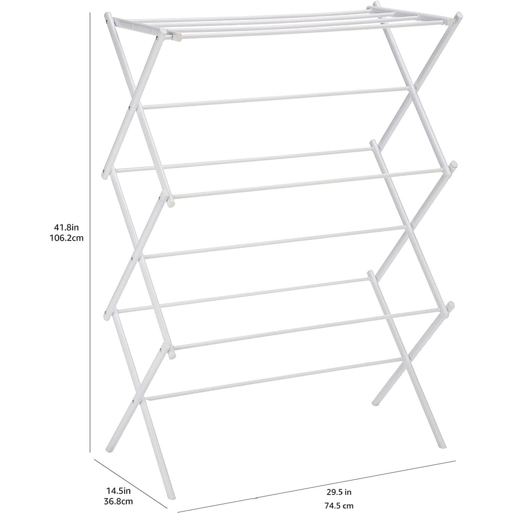 Amazon Basics Foldable Portable Clothes Drying Rack for Indoor Air Drying, Collapsible Design, 14.5" D x 29.5" W x 41.8" H, White