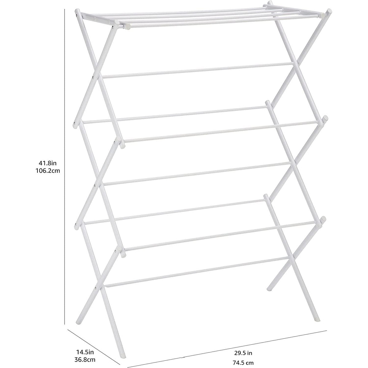 Amazon Basics Foldable Portable Clothes Drying Rack for Indoor Air Drying, Collapsible Design, 14.5" D x 29.5" W x 41.8" H, White
