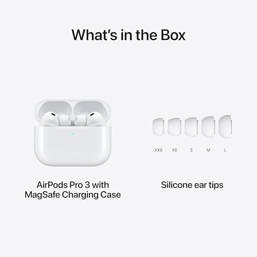 Apple AirPods Pro 3 Wireless Earbuds with Active Noise Cancellation | Live Translation, Heart Rate Sensing, Hearing Aid Feature, Bluetooth Headphones, Spatial Audio, USB-C Charging