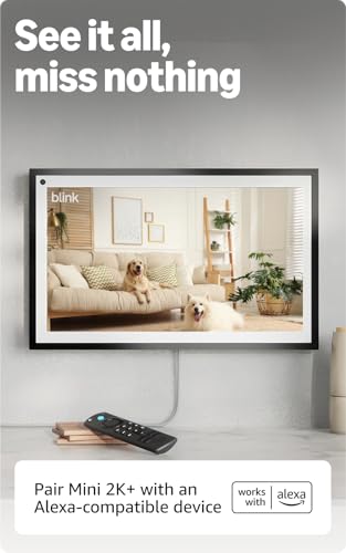 Blink Mini 2K+ (newest model) – Plug-in Home & Pet Indoor Security Camera with 2K video resolution, night vision, enhanced audio, motion detection – 2 cameras (White)
